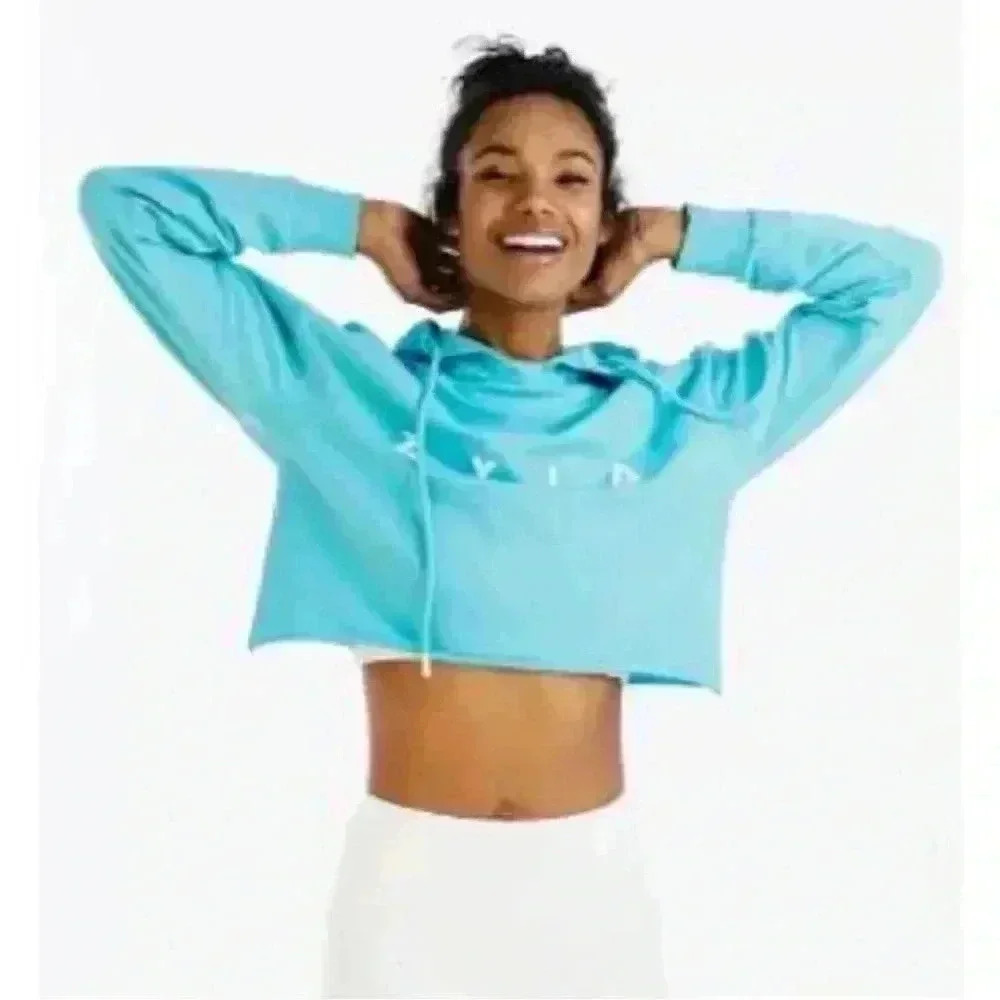 Zyia active crop hooded pull over sweatshirt SZ Large
